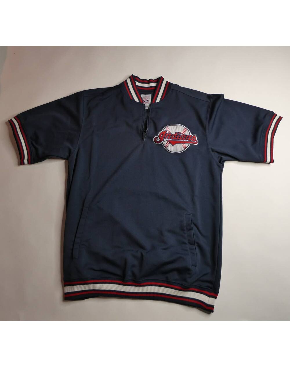 vintage 1990's Cleveland Indians 1/4 zip jacket jersey, True Fan, Large